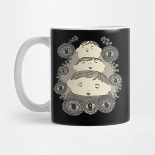 Mystical Fusion: Boy and Eyes Flower Designs Mug